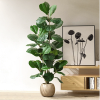 Plante artificielle réaliste en plastique de grande taille, Ficus lyrata, pour décoration intérieure d'hôtels et restaurants, plante verte en pot