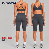 Ensemble de yoga brossé Dingtai pour femmes avec soutien-gorge de sport rembourré et short, séchage rapide pour la gym et la course à pied