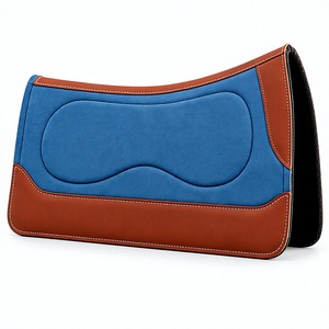 Tapis de selle Sufi International Western Contoured en feutre non tissé avec garniture en cuir, absorbant les chocs, respirant, personnalisé pour l'équitation sportive - Product Image 1