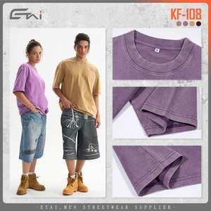 Venta al por mayor OEM 100% algodón para hombre Camiseta de gran tamaño Dtg Print Tee Logo camiseta Heavyweight Stone ácido lavado Vintage camiseta personalizada - Product Image 2