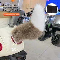 Décoration de queue de renard en peluche pour véhicule électrique, détachable, activée par le son, modèle à velcro