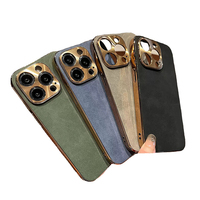 Coque de protection antichute en cuir d'agneau électroplaqué avec protection d'objectif métallique pour iPhone 17 Pro Max