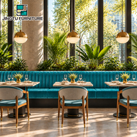 Ensemble de sièges de restaurant personnalisables en velours bleu sarcelle capitonné, chaises de restaurant, tables de salle à manger pour restaurant, OEM ODM, vente en gros Chine