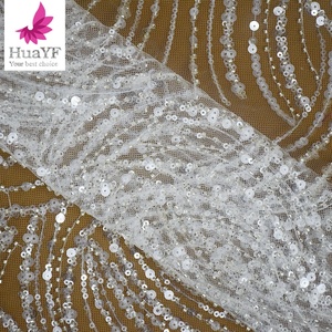 Hot Sale Elegant French <strong>Soft</strong> Beads Tulle <strong>Lace</strong> With Sequins <strong>Fabric</strong> for Women Party Dress <strong>Wholesale</strong> Price HY2108-1 - Product Image 4