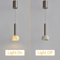 Lampe suspendue cylindrique noire moderne en gros avec abat-jour en albâtre, style nordique minimaliste, Lampe suspendue en albâtre