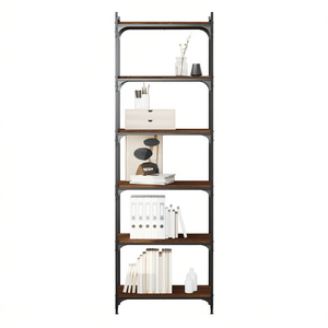 Libreria in Legno Ingegnerizzato Rovere Marrone 23.6 X 11.8 X 74.0 Pollici, Scaffale Industriale a 5 Ripiani, Arredamento per la Casa - Product Image 1