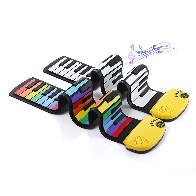 Penjualan terlaris Roll-up piano elektronik portabel 49 kunci keyboard piano plug-in dan baterai debit