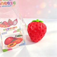 Jouet Squishy Créatif Anti-Stress, Jouet Sensoriel en Blocs de Construction, Jouet à Presser Fraise au Son Croustillant et Craquant