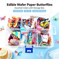 Papillons comestibles en papier gaufré en gros pour la décoration de gâteaux, personnalisables, ingrédients de pâtisserie, accessoires de décoration de gâteaux
