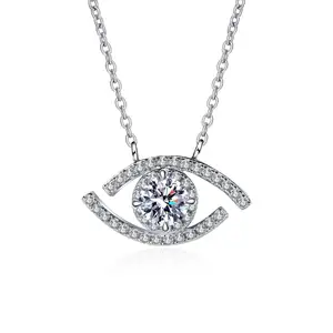 925英镑银南非硅石钻石0.5ct魔鬼眼硅石项链女性时尚饰品