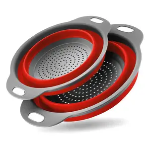 2pcs套装可折叠厨房水槽篮过滤器可折叠圆形漏勺套装