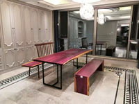 Table à manger en bois massif de luxe moderne personnalisée Bois de cœur de rose Assemblé pour la maison Bureau Villas
