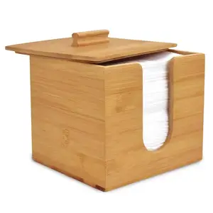 Bambus-Schachtel für Reinigungstuch Gesichtstuch, Einweg-Makeup-Entferner trocknende Wäsche, Bambus-Handtuchbehälter Handtuchhalter