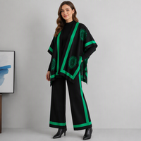 Ensemble 3 pièces pour femmes, printemps-automne, design tendance, couleur contrastée, col rond, manches longues, cardigan en tricot