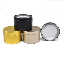 Heißer Verkauf 50ml Schwarz Weiß Rot Gold Runde Aluminium Blech Glas Metall Verpackung Behälter Topf zur Aufbewahrung von Kerze