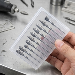 Jeu de fraises rotatives en carbure de tungstène, 10 pièces, avec tige de 3 mm et embout de 6 mm, pour la sculpture sur bois et pierre, le travail des métaux et de l'acier - Product Image 4