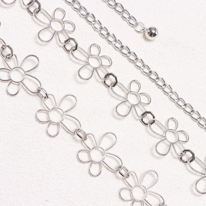 Cadena de cintura floral calada plateada de metal tibetano para uso diario - Product Image 2