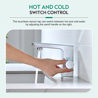 Robinet de lavabo automatique sans contact à capteur infrarouge, monotrou, à poser sur le plan, en alliage de zinc finition brossée, robinet intelligent pour salle de bain