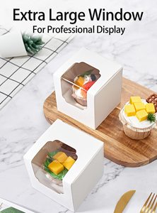 Individuele cupcake doosjes met transparant venster, witte kartonnen muffinverpakking, wegwerpverpakking voor cupcakes van voedselveilige kwaliteit - Product Image 4