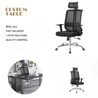 Chaise de bureau exécutive ergonomique moderne avec dossier en maille, appui-tête, support lombaire, accoudoirs réglables, confortable et pivotante