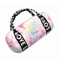 Maofar Étuis rigides en fer teint pour filles Emballage de lunettes Étui à lunettes en métal portable multicolore PU avec poignée et diamant
