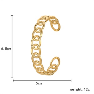 Fashion Dainty Minimalist Jewelry Tarnish Free Stainless Steel Hollow Link Chain <b>Cuff</b> Bangle <b>Bracelet</b> - Product Image 5