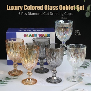 Set di 6 Calici Colorati di Lusso, Bicchieri in Vetro con Taglio Diamantato per Succhi e Gelati, per Casa e Caffè, Regalo Promozionale all'Ingrosso - Product Image 2