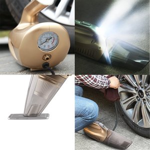 Portable Car Vacuum Cleaner With Air <b>Pump</b> 12V <b>Battery</b> Powered Gold Color Corded Design For Vehicle Cleaning - Product Image 4