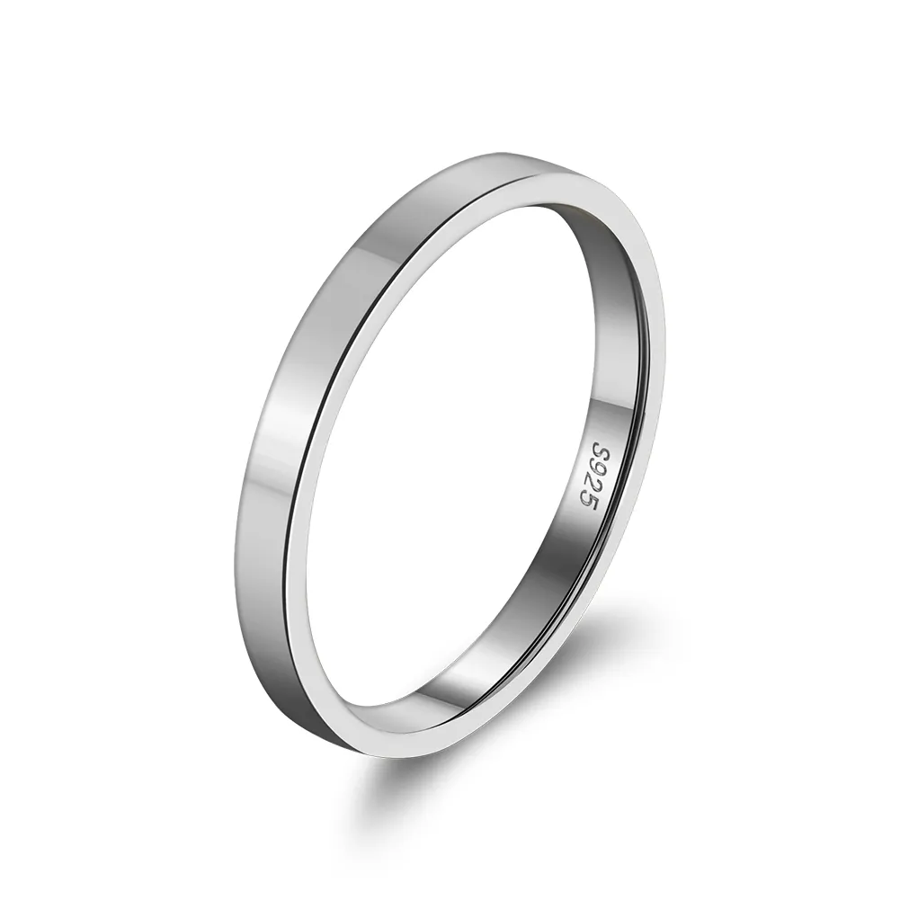 Rinntin APR33 -2 White Gold Flat Court Wedding Ring From 2mm Widths Classic Wedding 925 Silver Ring Mens & Ladies Rings