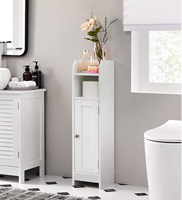 Organisateur en bois à trois niveaux de style vintage, 1 porte, 3 tiroirs amovibles, armoire de rangement pour salle de bain et cuisine