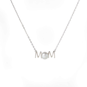 925 Sterling Silver <span class=keywords><strong>Mamma</strong></span> di Fascino Dei Monili Del Pendente Della Collana con Perla Bianca di Montaggio per Regalo di Giorno della Madre - Product Image 1