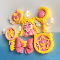 Amuletos de Resina de Sailor Moon, Varita Mágica, Decoración de Dibujos Animados para Niñas, para Fundas de Teléfono, Pinzas para el Cabello