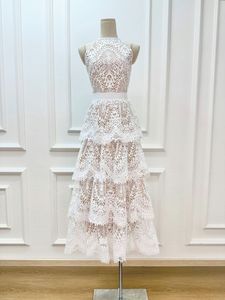 Nouvelles arrivées Seven Color Ramadan 2026 <span class=keywords><strong>Robe</strong></span> de mariée à col rond sans manches, coupe ajustée, broderie ajourée soluble dans l'eau - Product Image 4