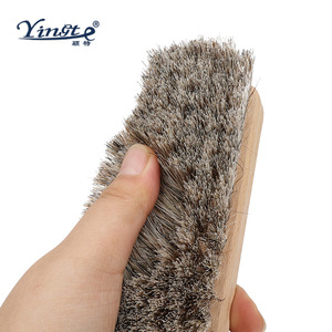 Yinste <b>Shoe</b> Brush Solid Wood Horse Hair <b>Soft</b> Bristle For Home Use Cleaning - Product Image 3