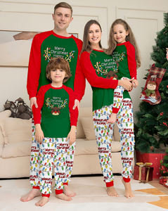 Conjunto de pijamas navideños personalizados a juego para la familia, ropa de dormir roja/verde para vacaciones, niñas, niños, parejas, padres, hijos, hermanos, OEM - Product Image 3
