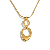 Collier pendentif double anneau en acier inoxydable JINYOU 2554, chaîne serpent en métal, bijoux pour femmes