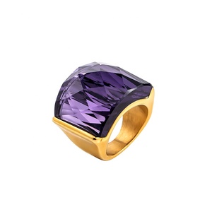 Anillo de Compromiso Vintage de Amatista Fabulosa con Joyería de Cristal, Diseños de Anillos con Piedras Grandes - Product Image 1