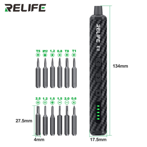 Juego de <span class=keywords><strong>Destornillador</strong></span> Eléctrico de Torque RELIFE E1 de Fibra de Carbono con 12 Puntas y Luces LED sin Sombra <span class=keywords><strong>para</strong></span> Desmontaje y Reparación de Tornillos de Teléfonos Móviles - Product Image 4
