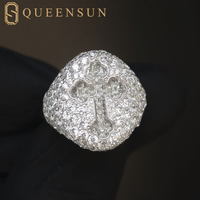 QUEENSUN Usine En Gros Hommes Hip Hop Croix Anneaux Nouveau Design GRA Moissanite D VS 10K 14K 18K Bijoux