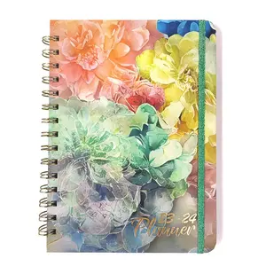 Caderno espiral A5 para planejador de primavera, flor fofa personalizada para criatividade, diário para estudantes, páginas internas personalizadas