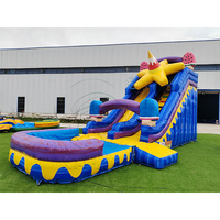 Toboggan aquatique gonflable en PVC à prix de gros avec piscine intégrée pour jeux d'été