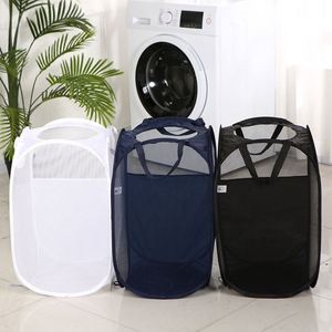 Collapsible PVC & Polyester Canasta De Ropa Cheap <b>Foldable</b> Mesh Laundry <b>Basket</b> for Bulk Storage in Bathroom - Product Image 2
