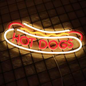 Enseignes au néon <span class=keywords><strong>HOT</strong></span> DOGS pour la décoration murale, lumières au néon pour les magasins de <span class=keywords><strong>HOT</strong></span> DOGS, enseignes commerciales LED pour les restaurants de restauration rapide, cadeau, art mural suspendu - Product Image 2