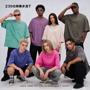 Camiseta de Manga Corta para Hombre, Estilo Desgastado, Color Sólido, Corte Holgado, Ropa Casual de Verano, Moda Juvenil, Estilo Urbano - Product Image 4