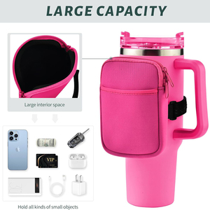 Neoprene 40oz phiêu lưu chai nước Pouch Tumbler cup Bag với dây kéo chai nước Túi cup phụ kiện Tumbler Pouch - Product Image 5