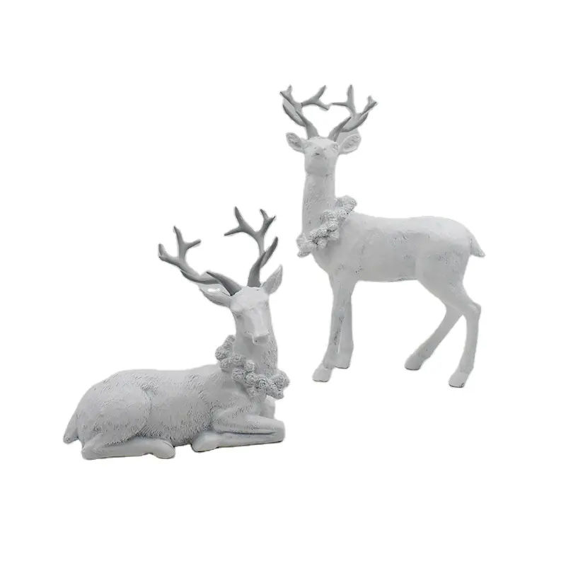 Outdoor Christmas Reindeer Figurines Table Tree Ornaments Xmas Party White Christmas Deer