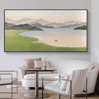 Peinture à l'huile de paysage en grès texturé faite à la main - Art mural décoratif pour salon peint par pulvérisation