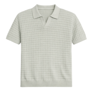 Chemise Formelle Homme en Maille Unie à Manches Courtes Polyester/Coton Texturé Coupe Slim Anti-Plis Respirante pour l'Été Vente en Gros - Product Image 1