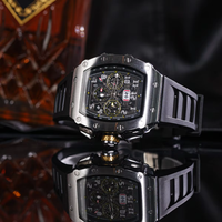 Montre sport mécanique ovale de luxe VVS pour homme, montre en acier inoxydable pour homme, bracelet en caoutchouc, montre vintage, faible MOQ