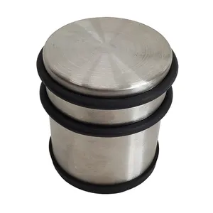 Round Heavy Weight Duty Door Stop Rubber Floor Protector Stopper Metal Stainless Steel Cylinder Holder